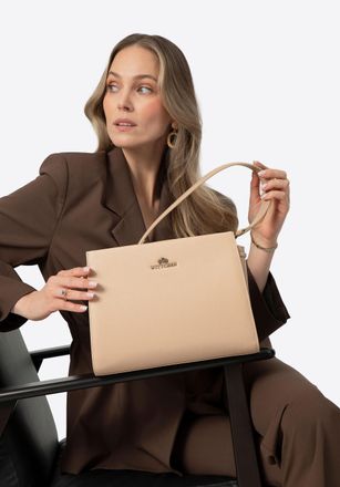 Wittchen Dames Leren Etui met Riemen, Beige, Natuurlijk Leer