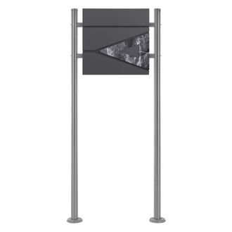 ML Design Ecd Germany Buz&oacute;n De Correos Con Soporte Para Cartas Con Compartimento Para Peri&oacute;dico Antracita Con Detalle Decorativo De M&aacute;rmol De Exterior Dise&ntilde;o Mo