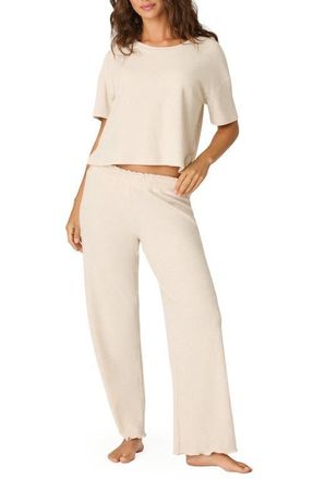 PJ Salvage Weekend Waffles Rib Pajamas in Light Oatmeal at Nordstrom, Size X-Small