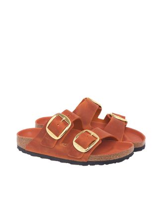 Birkenstock Womens Slides Arizona Burnt Orange Slippers Flat Shoes