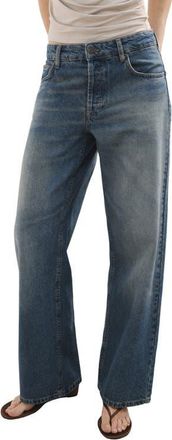 Mango Low Rise Straight Leg Jeans in Medium Blue at Nordstrom, Size 12