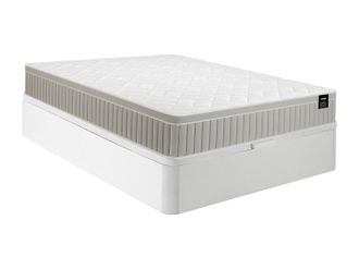 Vente-Unique Conjunto 160 x 200 cm somier con arc&oacute;n blanco + colch&oacute;n de espuma y gel viscoel&aacute;stico 7 zonas grosor 22cm - SOMIRA de YSM&Eacute;E