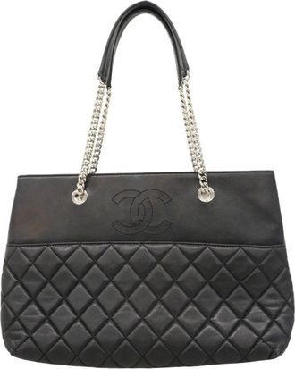 Chanel Black Leather Tote Bag (Pre-Owned)