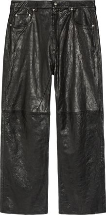 Rick Owens Geth Grained Leather Trousers - Black - W34 (W34 / L)