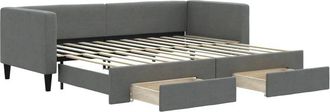 vidaXL Sofá cama nido con cajones tela gris oscuro 80x200 cm Vidaxl