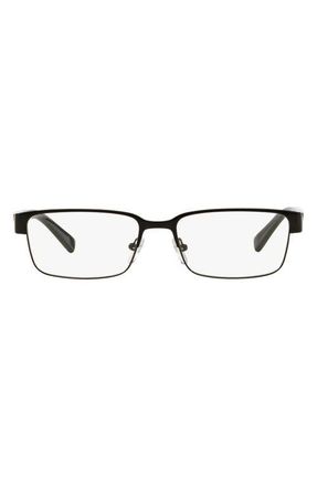 A|X Armani Exchange 54mm Rectangular Optical Glasses in Shiny Black at Nordstrom