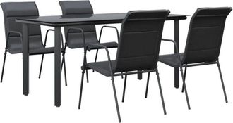 vidaXL Juego De Comedor Para Jard&iacute;n 5 Piezas Acero Y Textilene Negro Vidaxl