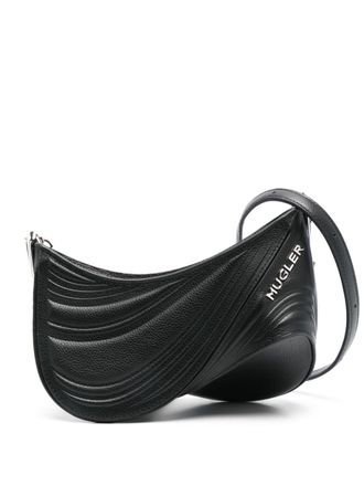 MUGLER debossed shoulder bag - women - Calf Leather - One Size - Black