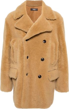 Amiri double-breasted shearling coat - men - Ovine Leather (top grain) - 50 - Brown