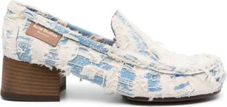 Acne Studios 35mm distressed denim loafers - women - Calf Leather/Calf Leather/Fabric/Calf Leather - 38 - Blue