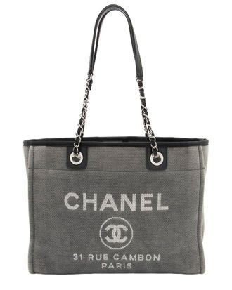Chanel Black Denim Deauville Small Tote (Authentic Pre-Loved)