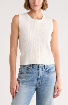 Madden Girl Pointelle Button Front Sweater Vest in Ivory at Nordstrom Rack, Size X-Large