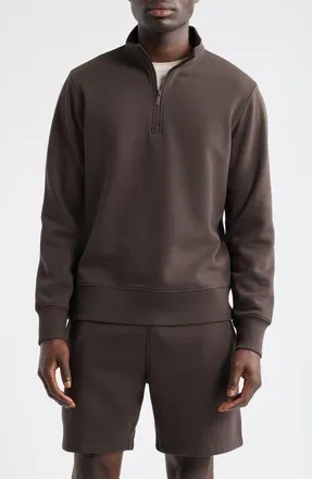 Zella Vital Fleece Quarter Zip Pullover in Brown Mulch at Nordstrom, Size Small
