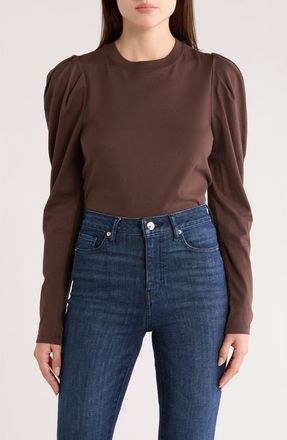 Frame Denim The Femme Puff Sleeve Top in Chocolate Brown at Nordstrom Rack, Size X-Small