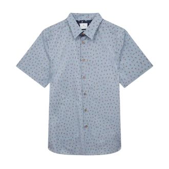 Paul Smith Tailored-Fit Cotton People Print Short Sleeve Shirt - male - Paul Smith - Short Sleeve Shirts - Blue - 2XL - Shirts
