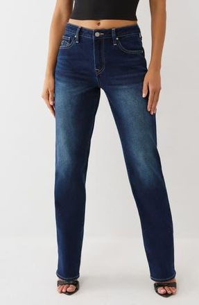 True Religion Sarah High Rise Straight Leg Jeans in Dark Mahogany Wood Wash at Nordstrom Rack, Size 29