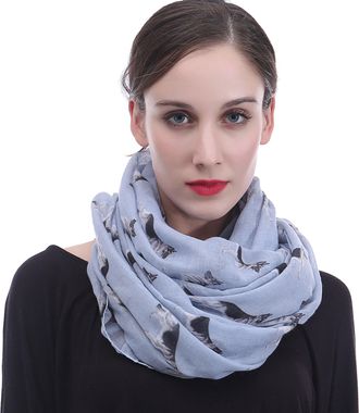 Lina & Lily German Shepherd Dog Print Womens Infinity Scarf Snood Lightweight (Blue)