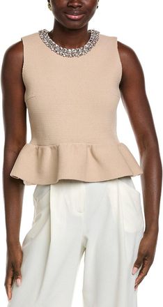 endless rose Jewel Trim Peplum Knit Top