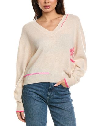 Brodie Palm Pocket V-Neck Cashmere Sweater