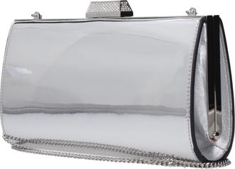 Jimmy Choo London Womens Rhinestone-Embellished Metallic Leather Clutch Silver