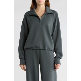 Zella Whisper Knit Half Zip Sweatshirt in Green Urban at Nordstrom Rack, Size X-Large