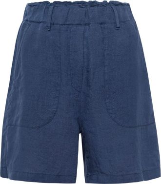 Brax Damen Style Macie B Pure Linen Shorts, Indigo, 31W / 32L EU