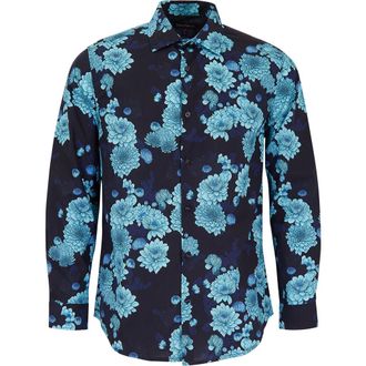 Lords of Harlech Nigel Button-Up Shirt in Serious Floral Navy at Nordstrom, Size Medium