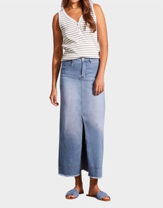 Tribal Full Length Denim Skirt In Sky Blue