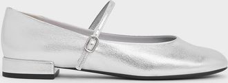 Charles & Keith Gertrude Metallic Round-Toe Mary Janes