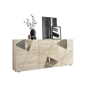 Homemania Movil Multiusos Vittoria - 3 Puertas, Estanterias, Espejos - Para El Dormitorio, Cocina, Vestibulo - Blanco En Tablero De Aglomerado Revestido De Mela