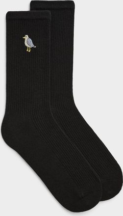 Simons Womens Embroidered animal ribbed socks