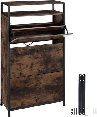 TecTake Zapatero, Madera industrial oscura, r&uacute;stica