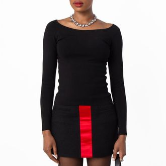 Ferragamo Off-Shoulder Long-Sleeve Top, Size X-Large