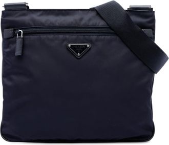 Prada Pre-owned Prada Saffiano Trimmed Tessuto Zip Top Crossbody Ladies XQA95JPG70M6E5QP