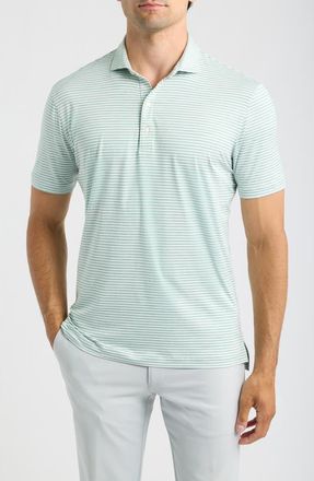 Johnnie-O Seymour Stripe Featherweight Performance Polo in Sublime at Nordstrom, Size Xx-Large