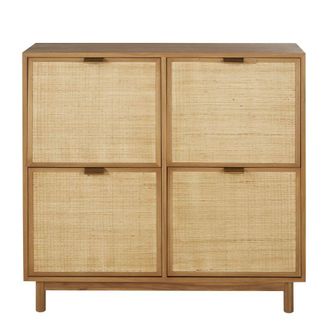 Maisons du monde Zapatero con 4 puertas de rejilla de mimbre