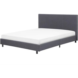 Beliani Beliani - Cama Doble Tapizada Gris 160 X 200 Cm Con Somier Y Cabecero Albi