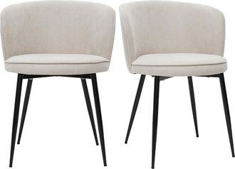 Miliboo Miliboo - Set De 2 Sillas De Dise&ntilde;o Tejido Efecto Aterciopelado Beige Serif