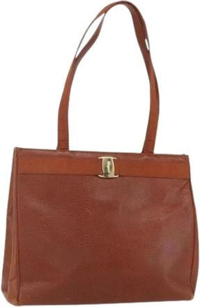 Ferragamo Pre-owned Leren Tote Bag - Dames - Vintage Shopper - Bruin - ONE Size - Leer - Vintage
