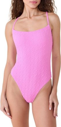 Andie Swim The Fiji Lace-Up Back One-Piece Swimsuit in Frosting at Nordstrom, Size X-Large