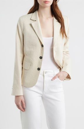 Frame Denim The Striped Smart Blazer in Ecru Multi at Nordstrom, Size 12