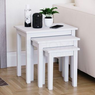 Home Discount Home Discount - Yorkshire Nest of Tables Set of 3 mdf Wood Coffee Side End Table, White