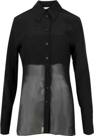 Sportmax Zwart Sluier Kraag Shirt Lange Mouwen - Dames - Overhemden - Zwart - M - Overhemden
