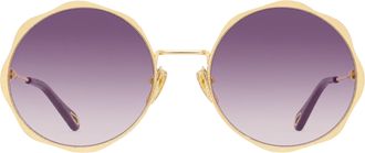 Chlo&eacute; CH0184S Scallop Rim Round Sunglasses - Gold