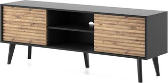 AKL FURNITURE Mueble para TV efecto madera Crema y Negro