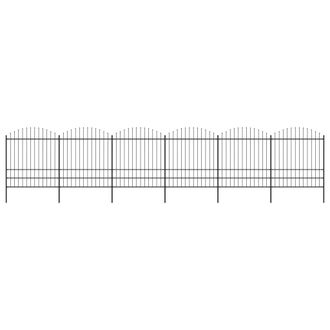 Berkfield Home Garden Fence with Spear Top Steel (1.75-2)x10.2 m Black