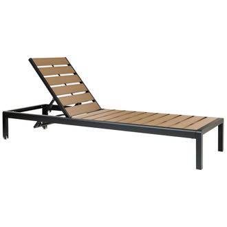 Beliani Beliani - Tumbona De Jard&iacute;n De Metal Negro Madera Clara Pl&aacute;stica Respaldo Reclinable Nardo