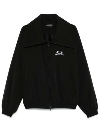 Balenciaga logo-embroidered jacket - women - Polyester/Polyester - 40 - Black