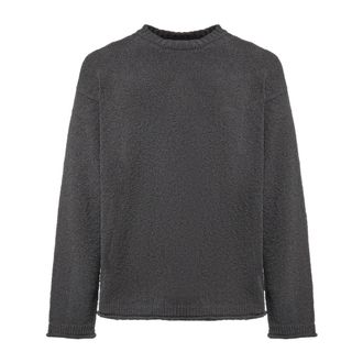 Stone Island Truien & Vesten, Heren, Zwart, L, Katoen, Katoenen Boucl&eacute; Ronde Hals Gebreide Trui