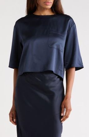 TWP Ex Short Sleeve Hammered Satin Top in Parisian Night at Nordstrom Rack, Size Medium/large